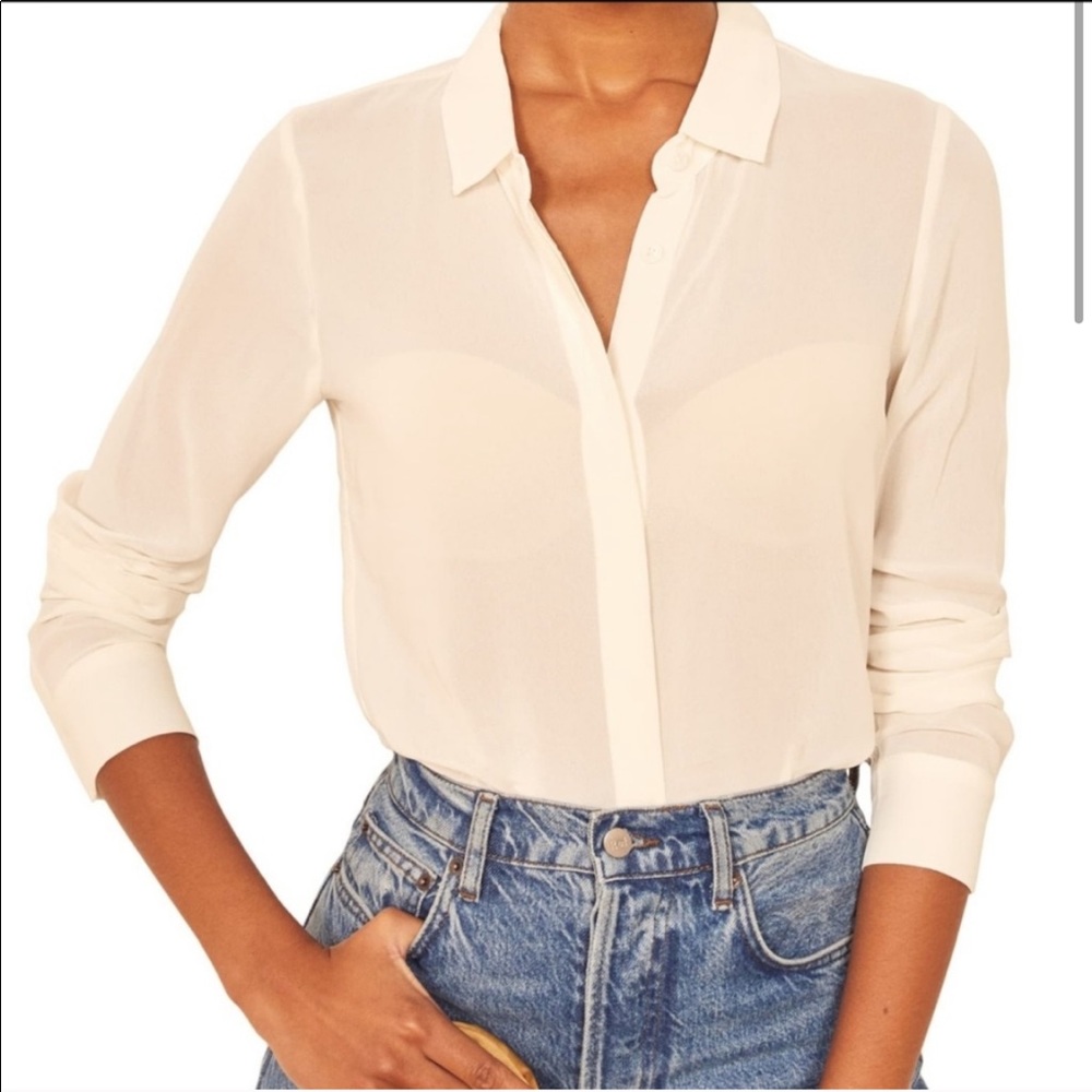 NEW • Reformation • Violet Button Down Blouse Lg - Picture 3 of 5